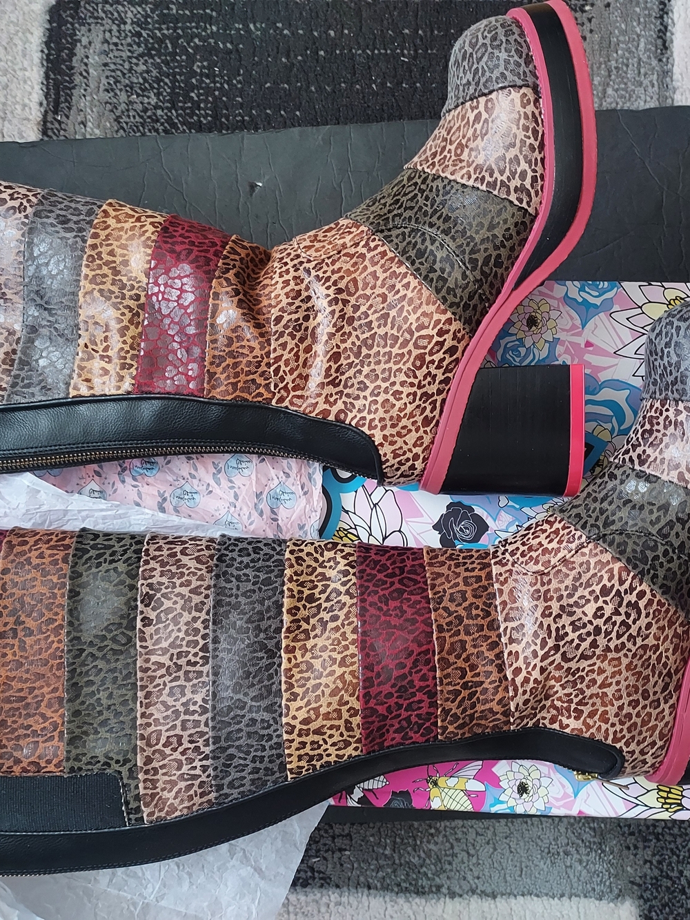 Irregular Choice Brown black Leopard Pattern winter woman long boot shoes
